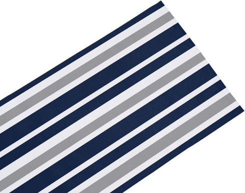 Stripe Table Runner-Navy Blue Gray White Cotton linen-Long 108 inche Dresser Scarves,Farmhouse Tablerunner for Kitchen Coffee/Dining/Sofa Table Bedroom Home Living Room,Scarf Decor for Holiday Dinner