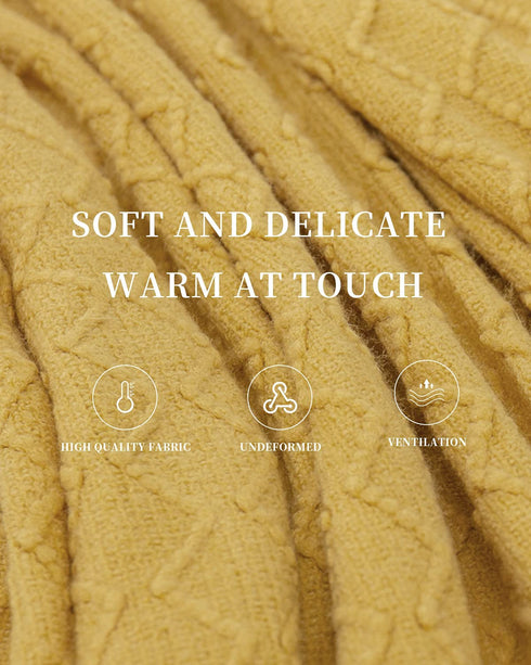SPAOMY Throw Blanket, Knit Blanket with Tassels, Textured Cozy Lightweight Decorative Throw Blanket for Couch, Bed, Sofa, Travel- All Seasons (60x80 Inch, Mustard Yellow)