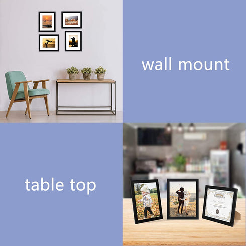 eletecpro 8x10 Picture Frames Set of 5, Display 4x6 or 5x7 Photo Frame with Mat or 8x10 Without Mat, Wall Gallery Photo Frames, Table Top Display or Wall Mounting