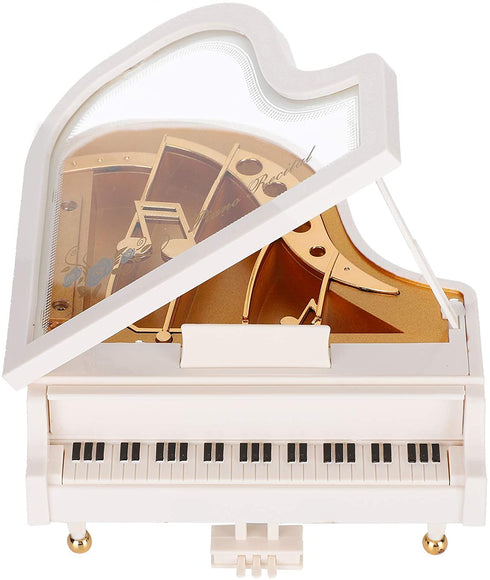 White Piano Music Box 4.9x4.7x5.7in Mini Piano Tabletop Ornament Musical Boxes Gift for Christmas, Birthday, Valentine's Day