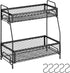 Homeweeks Spice Rack Kitchen Cabinet Organizer - 2 Tier Spice Organizer 5 Hooks Bathroom Organize Countertop Holder - Pantry Shelves Seasoning Storage Shelf Sink Rack for Kitchen (Black)
