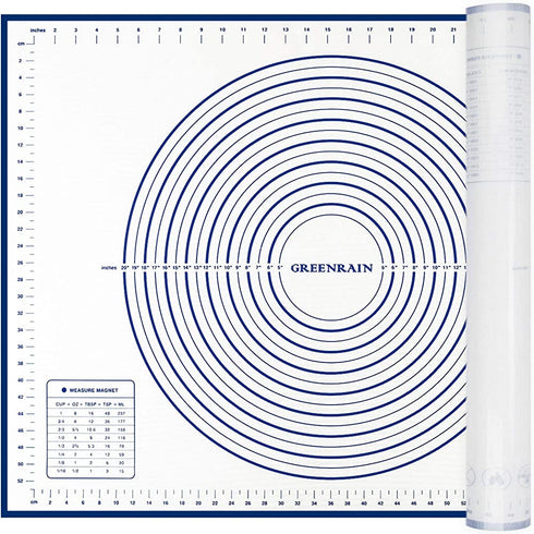 Large Silicone Pastry Mat Extra Thick Non Stick Baking Mat with Measurement Fondant Mat, Counter Mat, Dough Rolling Mat, Oven Liner, Pie Crust Mat (XXL-24''(W)*32''(L), 2#Blue)