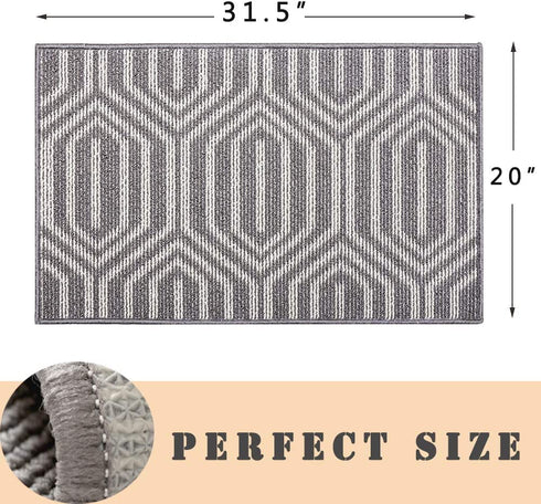 CHICHIC Indoor Doormat 20'' x 31.5'' Inch Welcome Mat Front Back Indoor Door Mats for Home Entrance Entry Way Entry Rug Floor Mat Machine Washable Rugs Inside Non Slip Outdoor Rugs, (Pattern A Gray)