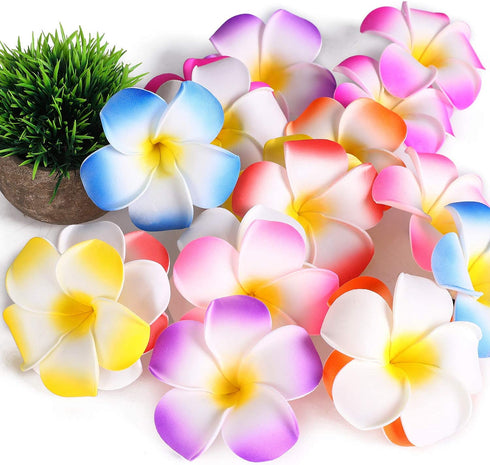 Hawaiian Leis Bulk,Luau Party Supplies Including 50Pcs Leis and 18Pcs Hawaiian Flower Hair Clips for Tropical Luau Hawaiian Party