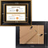 Space Art Deco, 8.5x11 for Business License Frame, Black Over Gold Double Mat with Two 4x9 Business License Openings, Easel Stand, Sawtooth Hanger (Black/Ornate Gold Design)