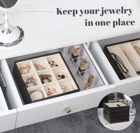 J JACKCUBE DESIGN 4 Stackable Trays Jewelry Storage Display Case for Drawer or Dresser - Holder for Earring Ring Necklace or Cufflinks - MK220-1ABCD