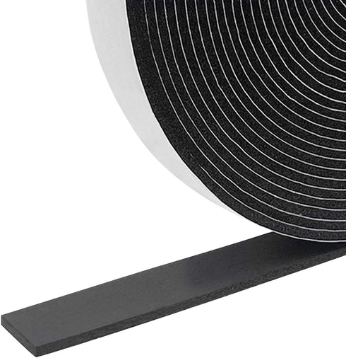 Storystore Foam Insulation Tape Self Adhesive,Weather Stripping for Doors and Windows,Sound Proof Soundproofing Door Seal,Weatherstrip,Cooling,Air Conditioning Seal Strip (1In x 1/8In x 33Ft, Black)