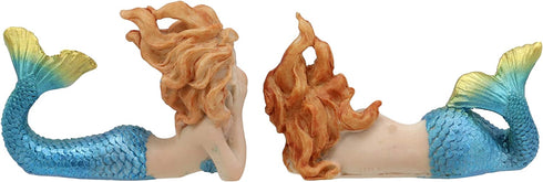 Ebros 4.25" Wide Colorful Nautical Ocean Mermaid Mergirls Under The Sea Miniature Figurines Set of 2 Fantasy Mermaids Sirens of The Seas Figurines Fairy Garden Collectibles