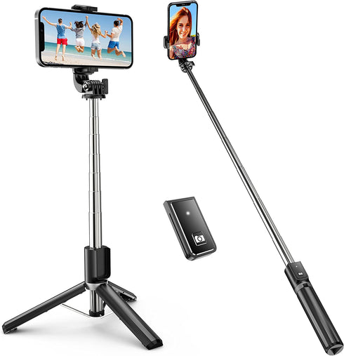 ATUMTEK 40" Selfie Stick Tripod, Extendable Bluetooth Selfie Stick with Wireless Remote for iPhone 13/12/12 Pro/11/11 Pro/XS/XR/X/8/7 Plus, Samsung, Google, LG, Sony, Huawei Smartphones, Black
