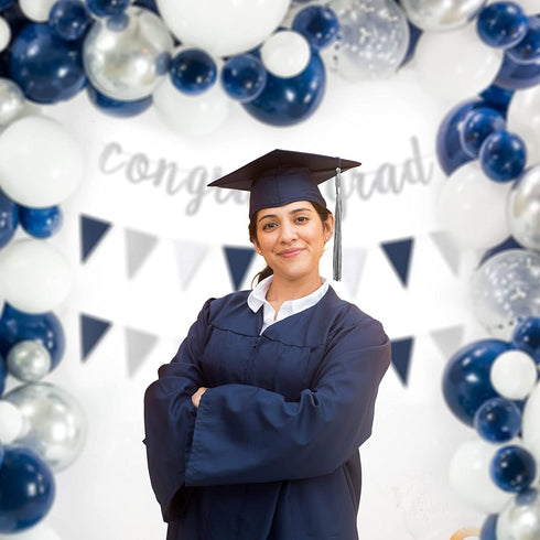 Bloonsy Navy Blue Balloon Garland Kit | Balloon Arch Kit for Baby Boy Shower | 120 Pack | Navy Blue and Silver Balloons