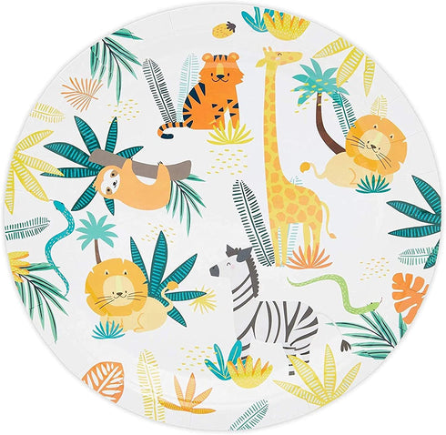 Jungle Theme Safari Birthday Animal Party Decorations Plates and Dinnerware Supplies (144 Pieces, Serves 24)