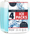 Cool Coolers by Fit + Fresh, Reusable & Long-Lasting Slim Ice Packs, Perfect Addition To Your Lunch Box, Camping Accessories, Insulated Lunch Bag, Beach Cooler Backpack & More, 4PK, Clear Blue