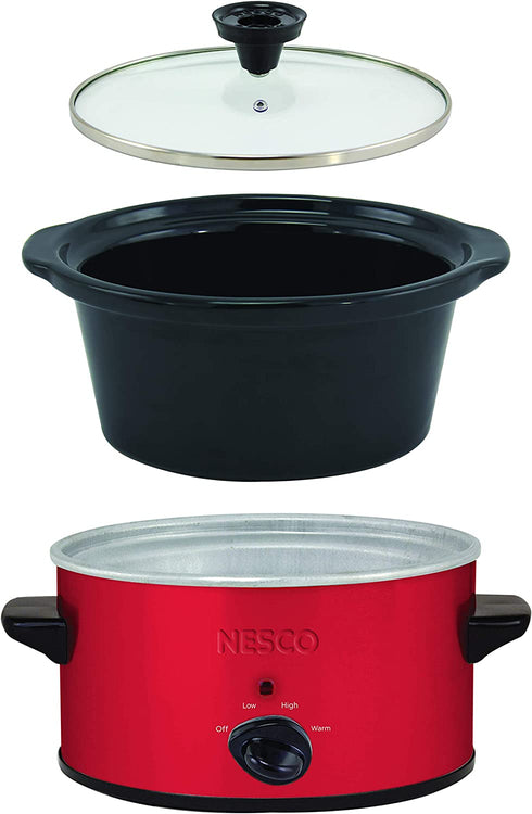 NESCO SC-150R, Oval Slower Cooker, Red, Ceramic, 1.5 quart, 120 watts