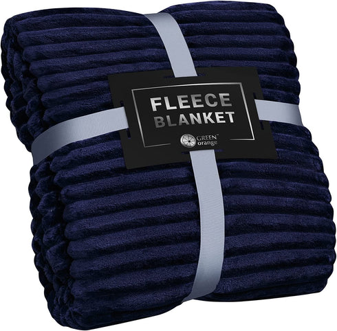GREEN ORANGE Throw Blanket for Couch - 50x60, Lightweight, Navy Blue - Soft, Plush, Fluffy, Warm, Cozy - Perfect for Bed, Sofa