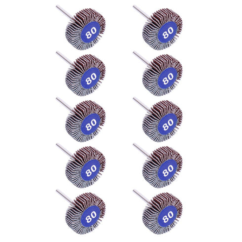 AUTOTOOLHOME 10 Pack Abrasive Flap Wheel Sander 80 Grit 1/8 inch Shank for Drill Grinding Polishing Sanding Wheels Rotary Tool