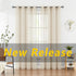 FMFUNCTEX Linen Sheer Curtains Living-Room 84inch Long Modern Semi Sheer Window Panel Drapes for Farmhouse Bedroom Grommet Top, Natural, 55" w 1 Pair 7ft