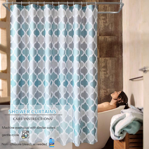 ANYEV Fabric Shower Curtain for Bathroom, Quick-Drying Durable and Washable Waterproof Polyester Fabric with Hooks 72" x 72"?Blue, Gray Green, Taupe, White?