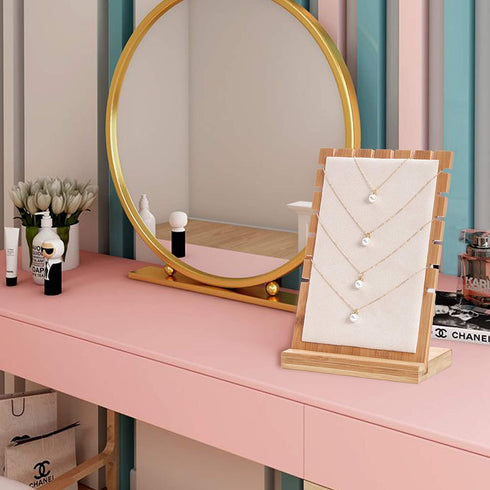 BOCAR Bamboo Jewelry Display Stand Showcase for Pendant Necklace