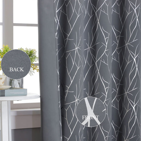 Estelar Textiler Kids Room Darkening Blackout Curtains Grommet Bedroom Decorative Silver Wave Line Curtains for Bedroom 38W x 54L Grey 2 Panels