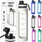 32 oz Glass Water Bottle with Time Marker - EXTRA LID, Reusable, Wide Mouth, Leakproof, 1 Liter Glass Drinking Bottle, Insulated Water Bottle with Silicone Sleeve, Motivational Water Bottle, Waterbottle With Hydrating Reminder (White Sleeve)