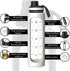 32 oz Glass Water Bottle with Time Marker - EXTRA LID, Reusable, Wide Mouth, Leakproof, 1 Liter Glass Drinking Bottle, Insulated Water Bottle with Silicone Sleeve, Motivational Water Bottle, Waterbottle With Hydrating Reminder (White Sleeve)