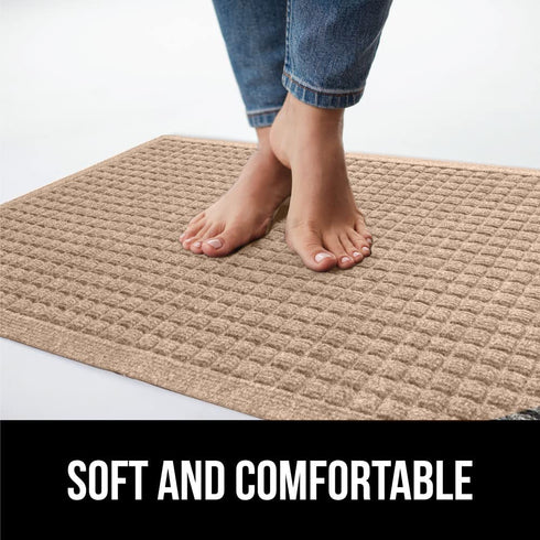 Gorilla Grip Durable All Weather Absorbent Doormat, Dries Quickly, Absorbs Up to 1.7 Cups of Water, Stain and Fade Resistant, Captures Dirt, Indoor and Outdoor Mats, Boot Scraper, 29x17, Beige
