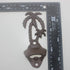 Outdoor Retro Palm Tree Cast Iron Beer Bottle Opener Wall Mounted with Vintage Stainless Steel Cap Catcher for Beach Theme Party