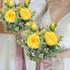 HUAESIN Fake Flowers 2 Pcs Artificial Rose Baby Breath Flowers Bouquet Yellow Plastic Eucalyptus Leaves for Wedding Bouquets Hotel Office Home Art Hall Garden Table Centerpieces Decor