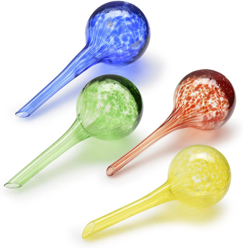 Skinartwork Plant Watering Globes, Automatic Watering Aqua Globe Mini Decorative Hand-Blown Glass Small Plant Bulbs - 4pc Deluxe Set