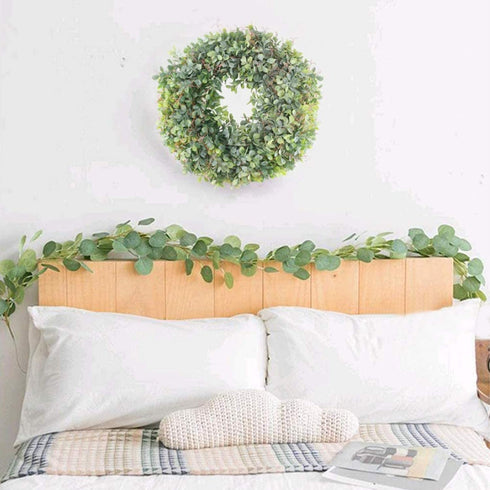 MHMJON Artificial Boxwood Wreath 18" Front Door Winter Wreath Outdoor Fake Greenery Wreath for Farmhouse Wall Window Home Office Wedding Party Decorations