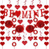 21Pcs Valentines Day Decor Valentine's Day Decorations Set Pre-Assembled Hanging Heart Swirls BE MINE Love Heart XO Garlands Banner for Home Classroom Office Wedding Party