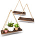 Boho Wall Hanging Shelf - Wood Hanging Shelves for Wall - Farmhouse Rope Shelves for Bedroom Living Room Bathroom - Rustic Wood Shelves - Hanging Plant Shelf - Triangle Floating Shelf (Triangle Mount)