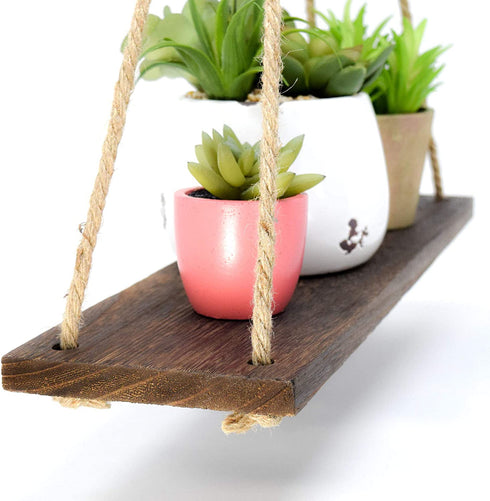 Boho Wall Hanging Shelf - Wood Hanging Shelves for Wall - Farmhouse Rope Shelves for Bedroom Living Room Bathroom - Rustic Wood Shelves - Hanging Plant Shelf - Triangle Floating Shelf (Triangle Mount)