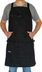 Professional Chef Apron for Men Women Cooking Kitchen BBQ Grill with Large Tool Pockets, Adjustable Size, Cotton Black, Quick Release Buckle, Dual Side Loops