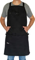 Professional Chef Apron for Men Women Cooking Kitchen BBQ Grill with Large Tool Pockets, Adjustable Size, Cotton Black, Quick Release Buckle, Dual Side Loops