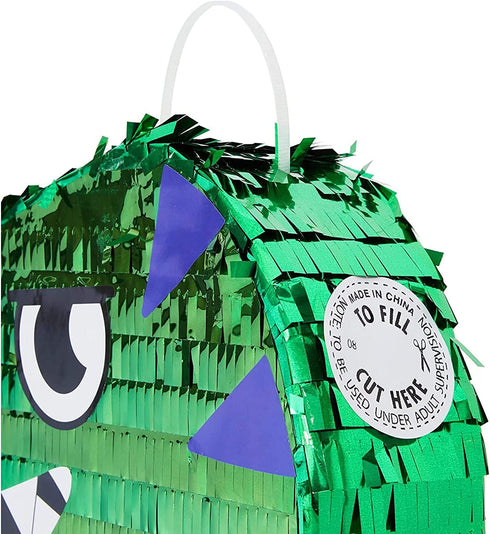 Small Green Scary T-Rex Dinosaur Pinata for Birthday Party (11 x 12.9 x 3 In)