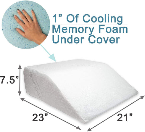 Bed Buddy Leg Pillow Foam Wedge, 7.5 Inch - Leg Elevation Pillow With Memory Foam Top - Leg Pillow For Lower Back Pain and Sciatica Pillow For Sleeping