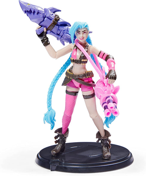League of Legends, Official 4-Inch Jinx Collectible Figure with Premium Details and 2 Accessories, The Champion Collection, Collector Grade, Ages 12 and Up