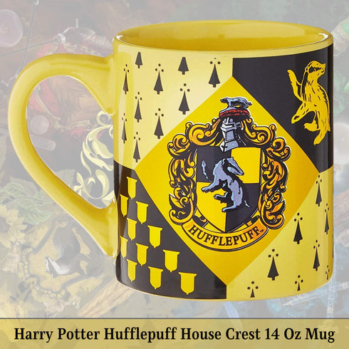 Silver Buffalo Harry Potter Hufflepuff House Crest Ceramic Mug, 14 Ounces