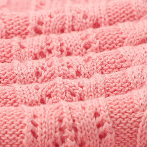 LAWKUL Neutral Baby Blankets 100 Cotton Breathable Baby Girl Receiving Blankets Swaddle Crochet Baby Blanket Newborn Gender Neutral Pink Knitted Baby Blankets Size 40x30 Inches