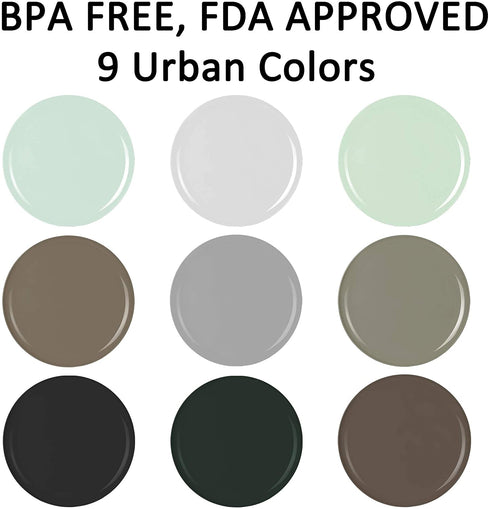 Youngever 10 Inch Plastic Plates, Large Plates, Dinner Plates, Set of 9 (9 Urban Colors)