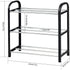 NiHome Shoe Rack Organizer Multipurpose 3-Tier Small Size Vertical Footwear Display Shelf Compact Sturdy Metal Frame Lightweight 6 Pairs for Closet Hallway Entryway Living Room Bedroom Attom (Black)
