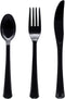 Party Essentials Extra Heavy Duty Hard Plastic Cutlery Combo Pack, Full Size Knives/Forks/Spoons, Black, 96-Pieces/ 32-Place Settings (N1224BK-4)