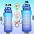 Ahape Gallon Motivational 64/100 oz Water Bottle with Time Marker & Straw, Large Daily Water Jug for Fitness Gym Outdoor Sports, Remind of All Day Hydration, Leak Proof, BPA Free (blue+purple, 100oz)