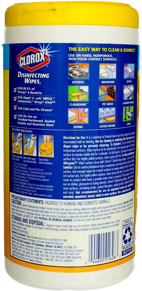 Clorox Disinfecting Wipes Lemon 3 Packs of 75 Count, 225 Count