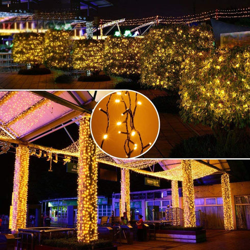 YAKEXI Battery Operated Lights 33ft 100 LED 8 Modes with Timer Memory Function Indoor Outdoor String Lights Waterproof Mini Fairy Lights Decoration Christmas Tree Porch Fence Balcony(Warm White)