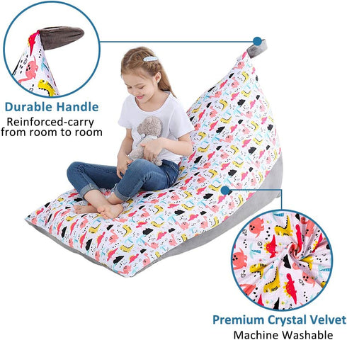 Stuffed Animal Bean Bag Chair Kids Toy Storage Organizer Stuffie Seat, Foldable Floor Chair Sofa Toy Storage Bean Bag Chair Seat for Kids, Teens and Adults Extra Large Super Soft Velvet?Only Cover Bag