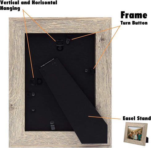 Golden State Art, 5x7 Picture Frame - Wide Molding - Wood Grain Style - Easel for Tabletop Display, Back Hangers for Wall Display - Great for Baby Pictures, Weddings, Portraits (2 Pack, Beige)