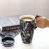 TZSSP Coffee Ceramic Mug Porcelain Latte Tea Cup With Lid 17oz. Black