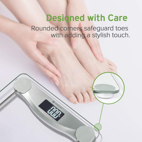 Etekcity Digital Weight Bathroom Scale, 6mm Tempered Glass Platform with Rounded Corner Design, Large Backlit LCD Display, Silver, 440 Pounds, 4 Piece Set